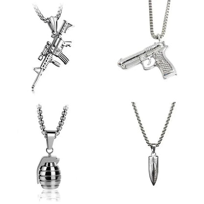 Grenade Flux – Double-Tone Punk Pendant Necklace